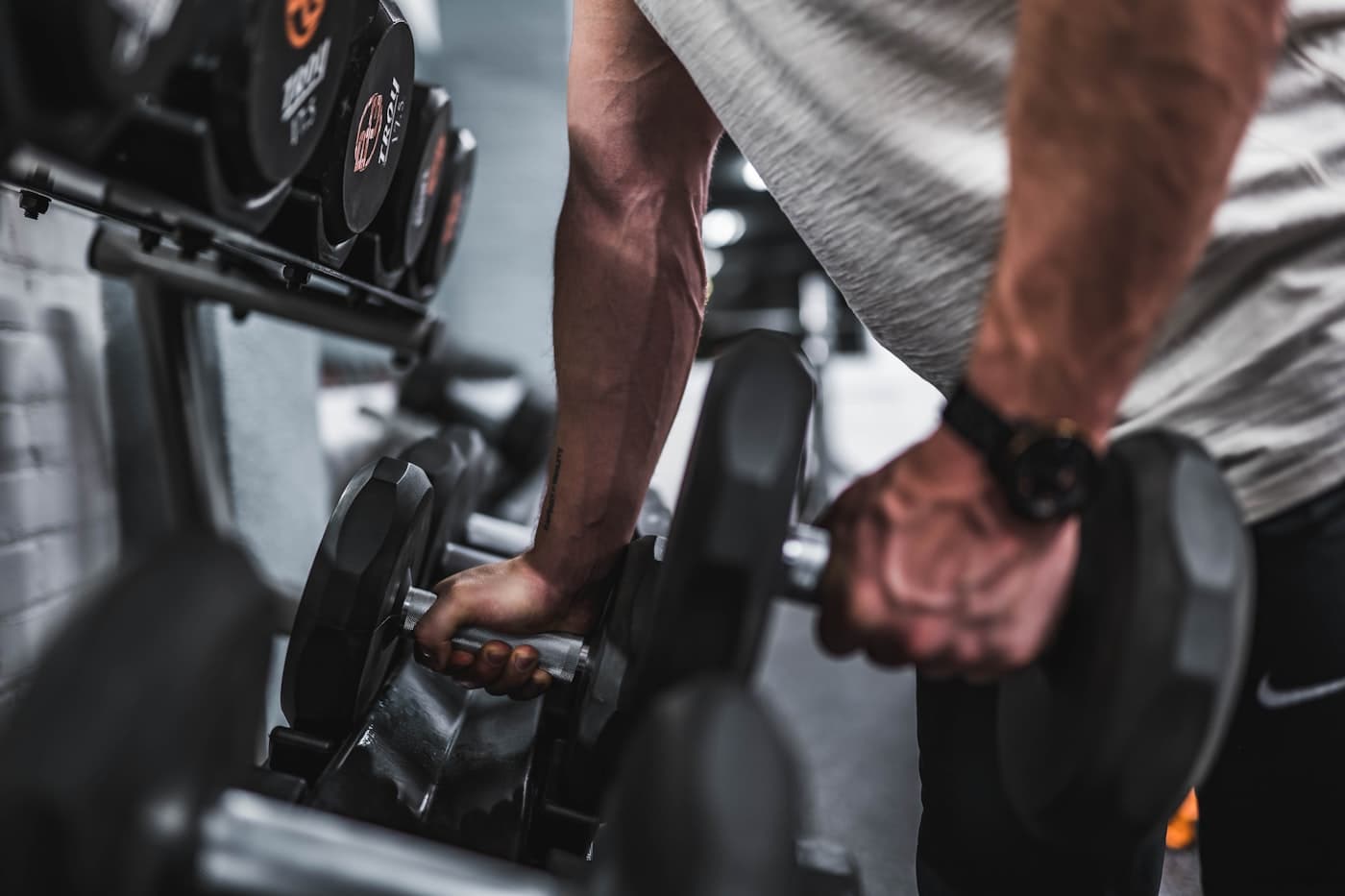 Dumbbell held during a focused strength session